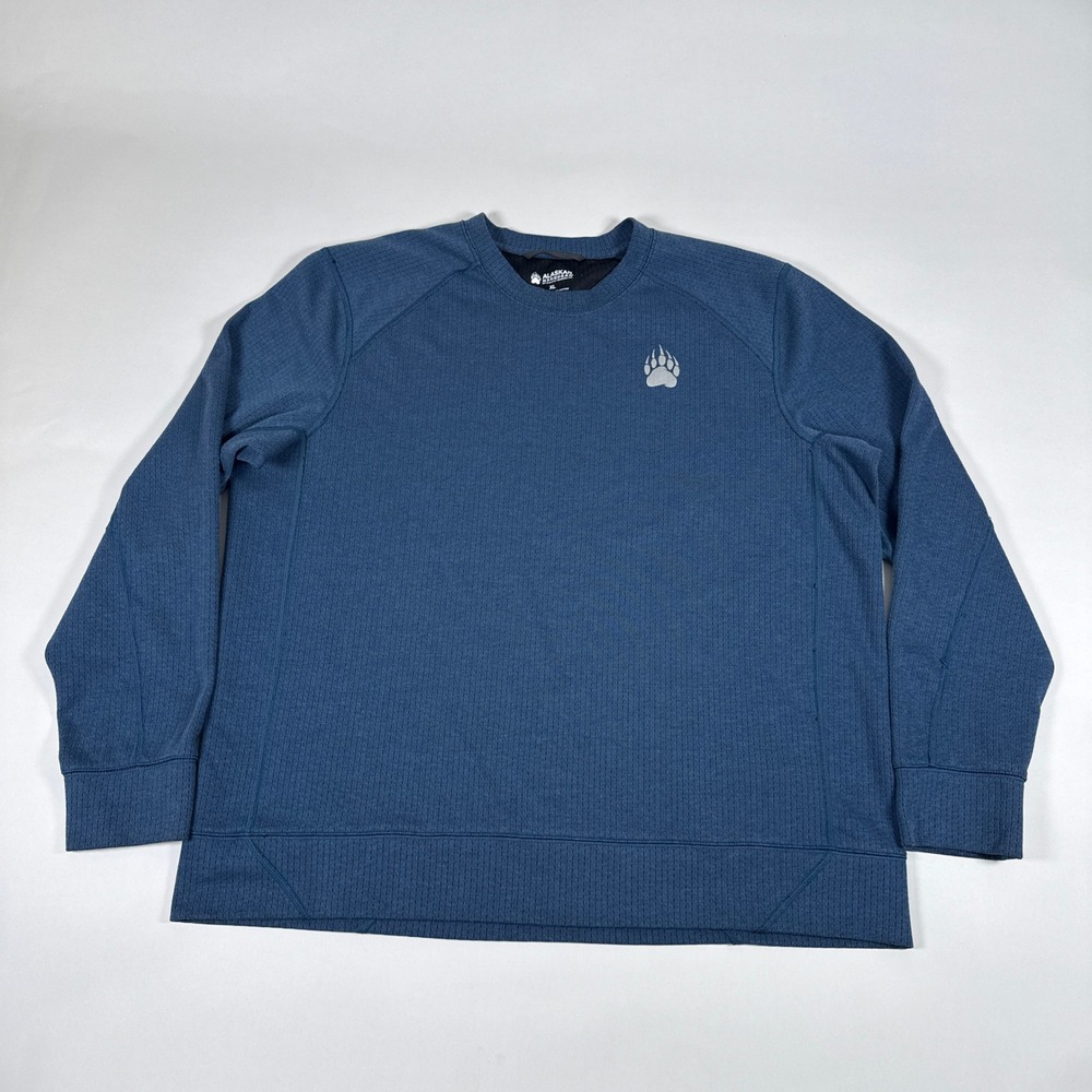 Alaskan Hardgear Sweatshirt Mens XL Blue Crewneck‎ Waffle Knit Long Sleeve 73265
